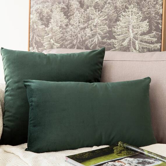 MIULEE 2er Set Kissenbezug Kissenhülle Dekorative Dekokissen Sofakissen Quadrat Wurfkissenbezug mit Verstecktem Reißverschluss Sofa Schlafzimmer 26x26 Zoll 65x65 cm Dunkelgrün