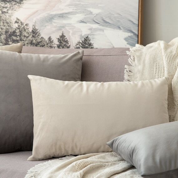 MIULEE 2er Set Kissenbezug Kissenhülle Dekorative Dekokissen Sofakissen Quadrat Wurfkissenbezug mit Verstecktem Reißverschluss Sofa Schlafzimmer 16x24 Zoll 40x60 cm Grau