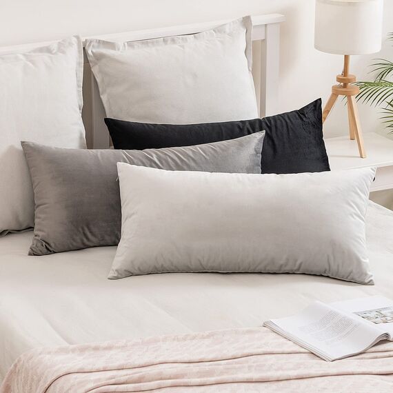 MIULEE 2er Set Kissenbezug Kissenhülle Dekorative Dekokissen Sofakissen Quadrat Wurfkissenbezug mit Verstecktem Reißverschluss Sofa Schlafzimmer 16x32 Zoll 40x80 cm Grau