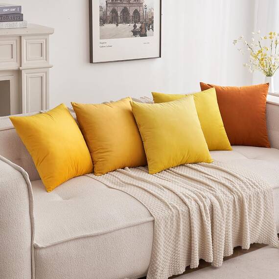 MIULEE 2er Set Kissenbezug Kissenhülle Dekorative Dekokissen Sofakissen Quadrat Wurfkissenbezug mit Verstecktem Reißverschluss Sofa Schlafzimmer 24x24 Zoll 60x60 cm Orange