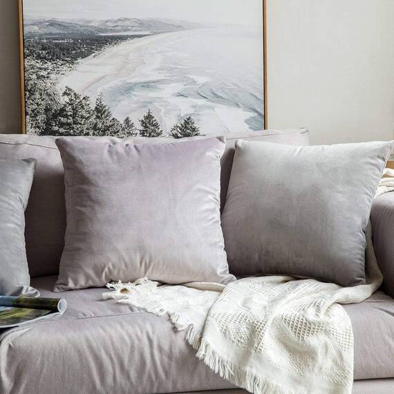 MIULEE 2er Set Kissenbezug Kissenhülle Dekorative Dekokissen Sofakissen Quadrat Wurfkissenbezug mit Verstecktem Reißverschluss Sofa Schlafzimmer 26x26 Zoll 65x65 cm Grau