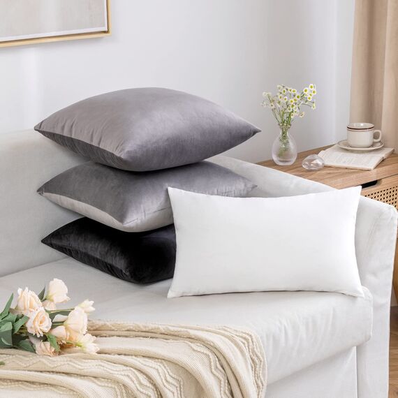 MIULEE 2er Set Kissenbezug Kissenhülle Dekorative Dekokissen Sofakissen Quadrat Wurfkissenbezug mit Verstecktem Reißverschluss Sofa Schlafzimmer 18x18 Zoll 45x45 cm Grau