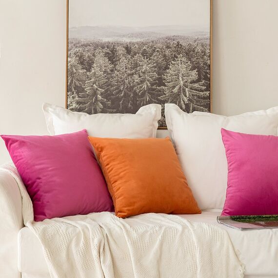 MIULEE 2er Set Kissenbezug Kissenhülle Dekorative Dekokissen Sofakissen Quadrat Wurfkissenbezug mit Verstecktem Reißverschluss Sofa Schlafzimmer 20x20 Zoll 50x50 cm Rose Rot