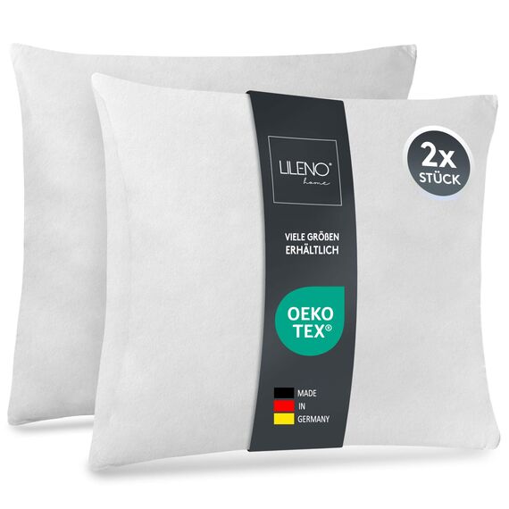 LILENO HOME 2er Set Kissenfüllung 50x50 cm - 40°C waschbares Innenkissen geeignet für Allergiker - Polyester Kisseninlet als Couchkissen, Sofa Kissen, Cocktailkissen und Kopfkissen