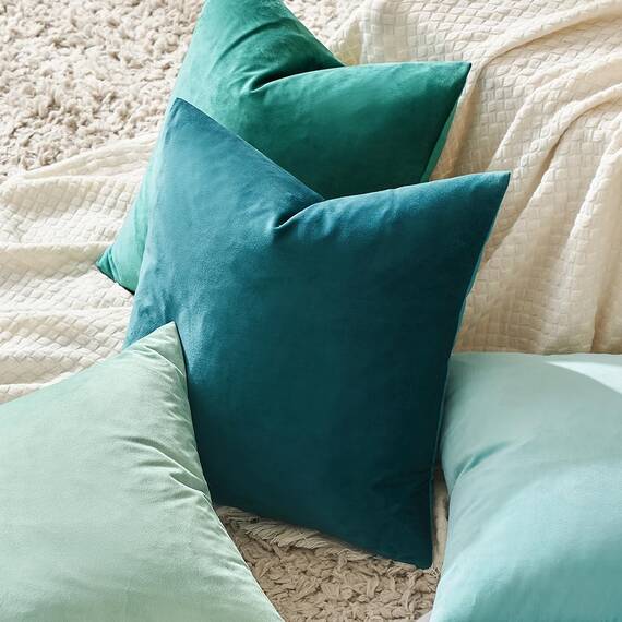 MIULEE 2er Set Kissenbezug Kissenhülle Dekorative Dekokissen Sofakissen Quadrat Wurfkissenbezug mit Verstecktem Reißverschluss Sofa Schlafzimmer 22x22 Zoll 55x55 cm Türkis