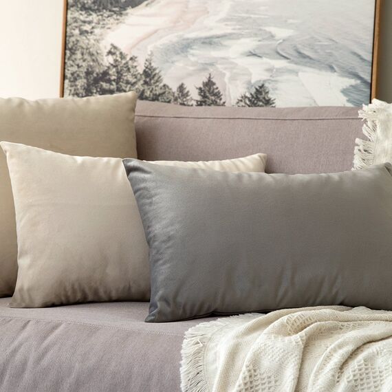 MIULEE 2er Set Kissenbezug Kissenhülle Dekorative Dekokissen Sofakissen Quadrat Wurfkissenbezug mit Verstecktem Reißverschluss Sofa Schlafzimmer 16x24 Zoll 40x60 cm Grau