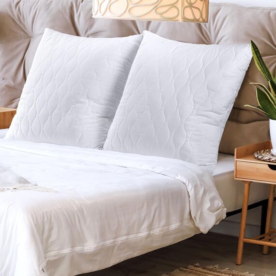 Utopia Bedding Kopfkissen 80x80 cm (2er Set), Gestepptes Kissen für Bett und als Dekokissen, Kissenfüllung, SofaKissen, Zierkissen für Couch (Weiß)