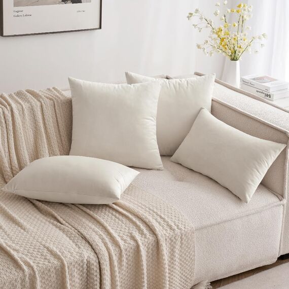 MIULEE 2er Set Kissenbezug Kissenhülle Dekorative Dekokissen Sofakissen Quadrat Wurfkissenbezug mit Verstecktem Reißverschluss Sofa Schlafzimmer 16x24 Zoll 40x60 cm Creme weiß