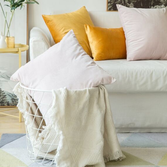 MIULEE 2er Set Kissenbezug Kissenhülle Dekorative Dekokissen Sofakissen Quadrat Wurfkissenbezug mit Verstecktem Reißverschluss Sofa Schlafzimmer 20x20 Zoll 50x50 cm Golden