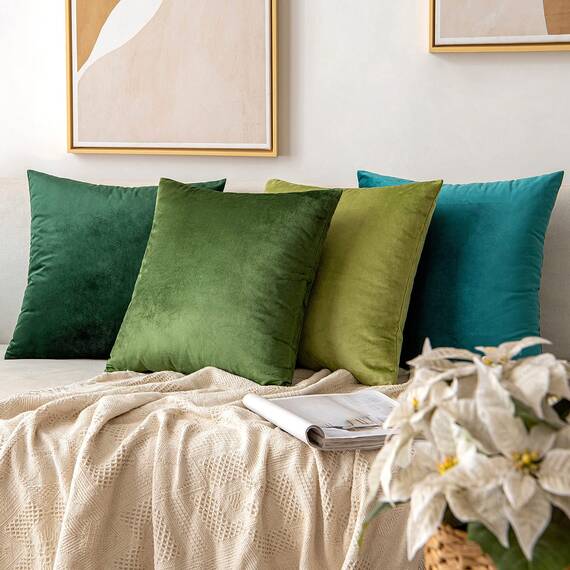 MIULEE 2er Set Kissenbezug Kissenhülle Dekorative Dekokissen Sofakissen Quadrat Wurfkissenbezug mit Verstecktem Reißverschluss Sofa Schlafzimmer 24x24 Zoll 60x60 cm Matcha Grün