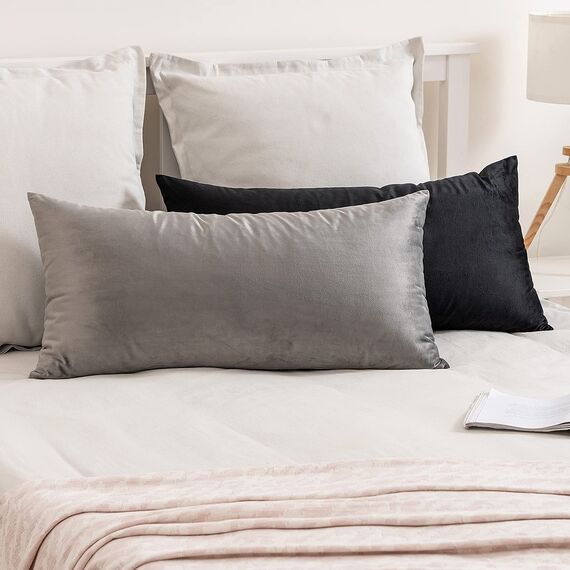 MIULEE 2er Set Kissenbezug Kissenhülle Dekorative Dekokissen Sofakissen Quadrat Wurfkissenbezug mit Verstecktem Reißverschluss Sofa Schlafzimmer 16x32 Zoll 40x80 cm Grau