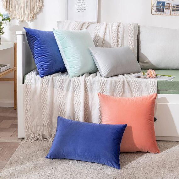 MIULEE 2er Set Kissenbezug Kissenhülle Dekorative Dekokissen Sofakissen Quadrat Wurfkissenbezug mit Verstecktem Reißverschluss Sofa Schlafzimmer 16x16 Zoll 40x40 cm Grau Weiß