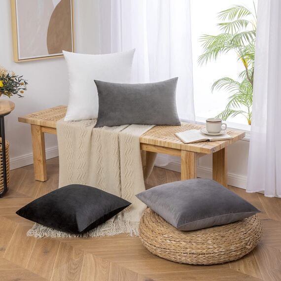MIULEE 2er Set Kissenbezug Kissenhülle Dekorative Dekokissen Sofakissen Quadrat Wurfkissenbezug mit Verstecktem Reißverschluss Sofa Schlafzimmer 18x18 Zoll 45x45 cm Grau