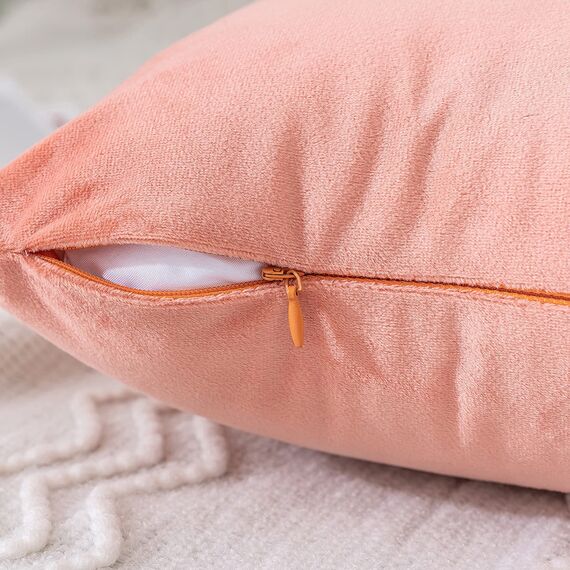 MIULEE 2er Set Kissenbezug Kissenhülle Dekorative Dekokissen Sofakissen Quadrat Wurfkissenbezug mit Verstecktem Reißverschluss Sofa Schlafzimmer 18x18 Zoll 45x45 cm Korallrot