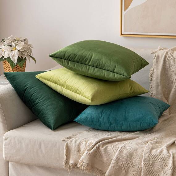 MIULEE 2er Set Kissenbezug Kissenhülle Dekorative Dekokissen Sofakissen Quadrat Wurfkissenbezug mit Verstecktem Reißverschluss Sofa Schlafzimmer 24x24 Zoll 60x60 cm Matcha Grün