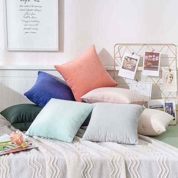 MIULEE 2er Set Kissenbezug Kissenhülle Dekorative Dekokissen Sofakissen Quadrat Wurfkissenbezug mit Verstecktem Reißverschluss Sofa Schlafzimmer 20x20 Zoll 50x50 cm Grau Weiß