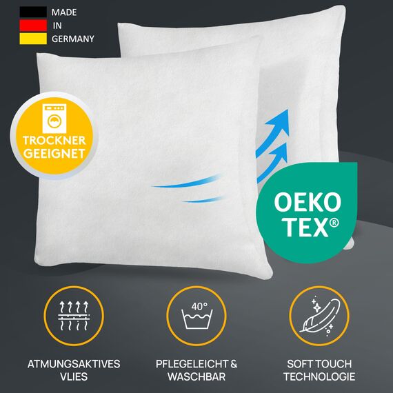 LILENO HOME 1er Set Kissenfüllung 45 x 55 cm - 40°C waschbares Innenkissen geeignet für Allergiker - Polyester Kisseninlet als Couchkissen, Sofa Kissen, Cocktailkissen und Kopfkissen
