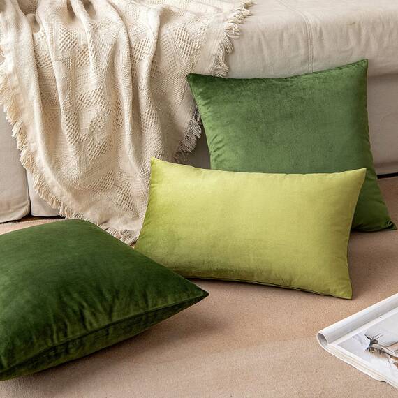 MIULEE 2er Set Kissenbezug Kissenhülle Dekorative Dekokissen Sofakissen Quadrat Wurfkissenbezug mit Verstecktem Reißverschluss Sofa Schlafzimmer 24x24 Zoll 60x60 cm Matcha Grün