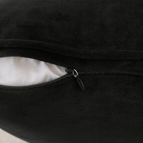 EMEMA Samt Kissenbezug Kissenhülle 40x40 cm Dekorative Sofakissen Dekokissen Umwickelte Kante 2er Set Kissenbezüge Zierkissenbezug für Sofa Wohnzimmer Schlafzimmer Schwarz