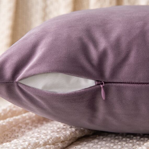 EMEMA Samt Kissenbezug Kissenhülle Dekorative Dekokissen Sofakissen Lendenkissen Wurfkissenbezug mit Verstecktem Reißverschluss Schlafzimmer Sofa 2er Set 40x40 cm Pink Lila