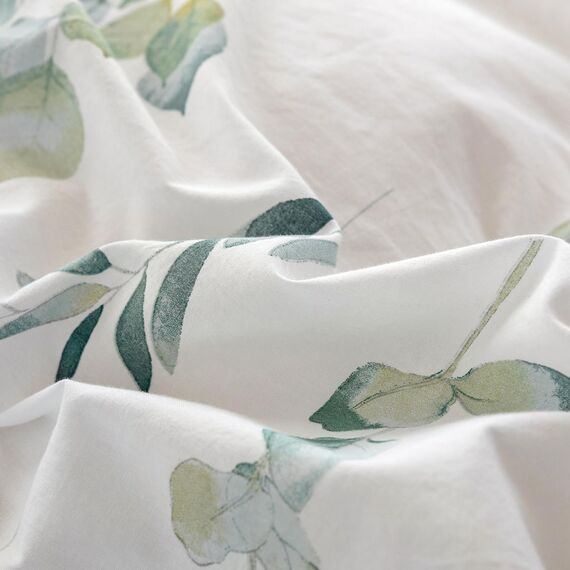 MILDLY Bettwäsche 155x220 Baumwolle, Bettwäsche-Sets mit Pflanzenmuster, Reißverschluss, ÖkoTex Zertifiziert, Enthält 1 Bettbezug 155x220 und 1 Kissenbezug 80x80, Grün（Katharina）