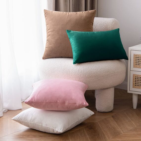 EMEMA Samt Kissenbezug Kissenhülle Dekorative Dekokissen Sofakissen Lendenkissen Wurfkissenbezug mit Verstecktem Reißverschluss Schlafzimmer Sofa 2er Set 45x45 cm Malachitgrün