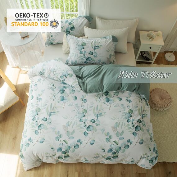 MILDLY Bettwäsche 220x240 Baumwolle, Bettwäsche-Sets mit Pflanzenmuster, Reißverschluss, ÖkoTex Zertifiziert, Enthält 1 Bettbezug 220x240 und 2 Kissenbezug 80x80, Lilio（Kaelyn）