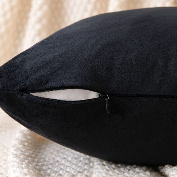 EMEMA Samt Kissenbezug Kissenhülle Dekorative Dekokissen Sofakissen Lendenkissen Wurfkissenbezug mit Verstecktem Reißverschluss Schlafzimmer Sofa 2er Set 30x50 cm Schwarz