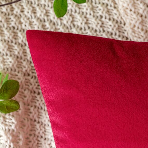 EMEMA Samt Kissenbezug Kissenhülle Dekorative Dekokissen Sofakissen Lendenkissen Wurfkissenbezug mit Verstecktem Reißverschluss Sofa Schlafzimmer 2er Set 30x50 cm Rot