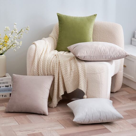 EMEMA Samt Kissenbezug Kissenhülle Dekorative Dekokissen Sofakissen Lendenkissen Wurfkissenbezug mit Verstecktem Reißverschluss Schlafzimmer Sofa 2er Set 40x60 cm Heart Wood