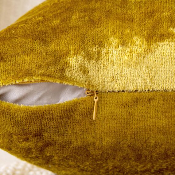 EMEMA Samt Kissenbezug Kissenhülle Dekorative Dekokissen Sofakissen Lendenkissen Wurfkissenbezug mit Verstecktem Reißverschluss Schlafzimmer Sofa 2er Set 40x60 cm Golden Luxuriös