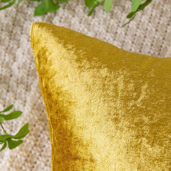 EMEMA Samt Kissenbezug Kissenhülle Dekorative Dekokissen Sofakissen Lendenkissen Wurfkissenbezug mit Verstecktem Reißverschluss Schlafzimmer Sofa 2er Set 40x60 cm Golden Luxuriös