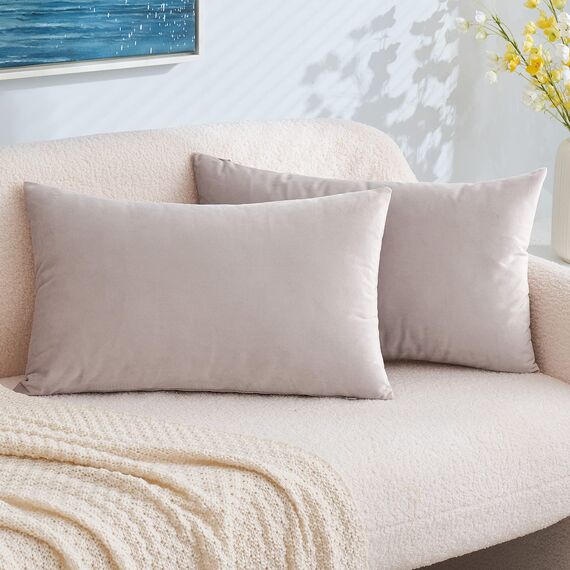 EMEMA Samt Kissenbezug Kissenhülle Dekorative Dekokissen Sofakissen Lendenkissen Wurfkissenbezug mit Verstecktem Reißverschluss Schlafzimmer Sofa 2er Set 40x60 cm Heart Wood