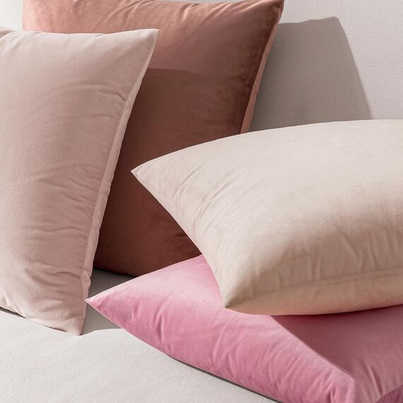 EMEMA Samt Kissenbezug Kissenhülle Dekorative Dekokissen Sofakissen Lendenkissen Wurfkissenbezug mit Verstecktem Reißverschluss Schlafzimmer Sofa 2er Set 40x40 cm Sakura Rosa