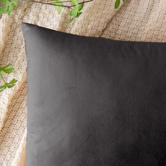 EMEMA Samt Kissenbezug Kissenhülle Dekorative Dekokissen Sofakissen Lendenkissen Wurfkissenbezug mit Verstecktem Reißverschluss Schlafzimmer Sofa 2er Set 45x45 cm Dunkelgrau