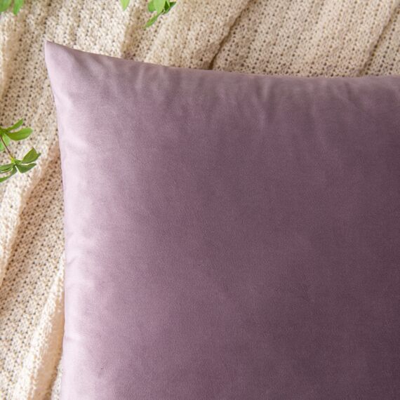 EMEMA Samt Kissenbezug Kissenhülle Dekorative Dekokissen Sofakissen Lendenkissen Wurfkissenbezug mit Verstecktem Reißverschluss Schlafzimmer Sofa 2er Set 50x50 cm Pink Lila