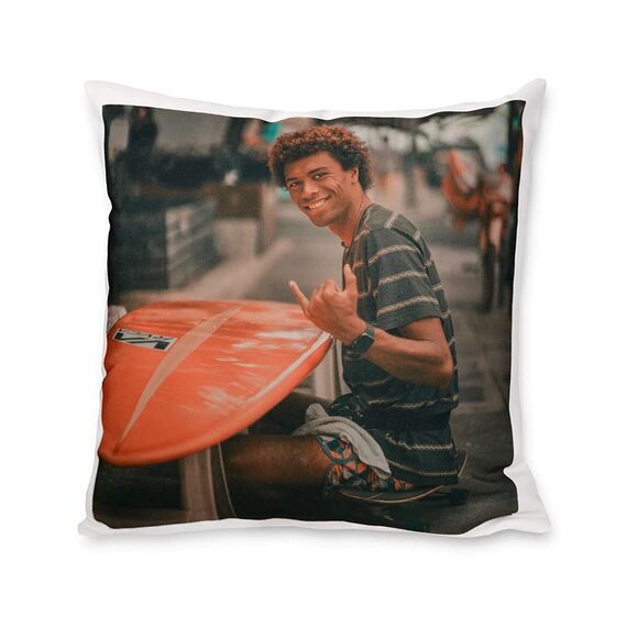 LOOXIS Personalisiertes Kissen mit Foto & Text Bedruckt, selbst gestalten – 40x40 cm, farbige Rückseite, Leinenhaptik – Geschenkidee Männer, Frauen, Jahrestag, Geburtstag, Einzug – Mausgrau