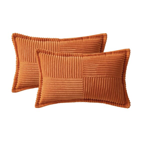 MIULEE 2er Set Kordsamt Kissenbezüge Samtkissen Weich Dekokissen Dekorativ Kissenbezug Modern Kissenhülle Sofakissen Zierkissen Couchkissen für Wohnzimmer Schlafzimmer Orange 40x60 cm