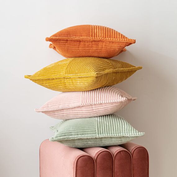 MIULEE 2er Set Kordsamt Kissenbezüge Samtkissen Weich Dekokissen Dekorativ Kissenbezug Modern Kissenhülle Sofakissen Zierkissen Couchkissen für Wohnzimmer Schlafzimmer Rosa 45x45 cm