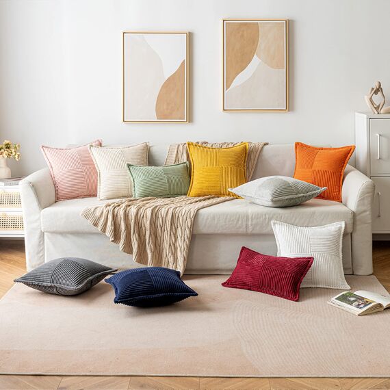 MIULEE 2er Set Kordsamt Kissenbezüge Samtkissen Weich Dekokissen Dekorativ Kissenbezug Modern Kissenhülle Sofakissen Zierkissen Couchkissen für Wohnzimmer Schlafzimmer Burgund 40x60 cm