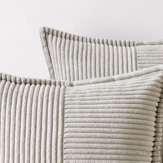 MIULEE 2er Set Kordsamt Kissenbezüge Samtkissen Weich Dekokissen Dekorativ Kissenbezug Modern Kissenhülle Sofakissen Zierkissen Couchkissen für Wohnzimmer Schlafzimmer Hellgrau 50x50 cm