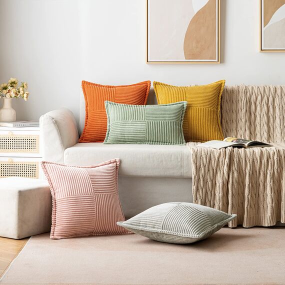 MIULEE 2er Set Kordsamt Kissenbezüge Samtkissen Weich Dekokissen Dekorativ Kissenbezug Modern Kissenhülle Sofakissen Zierkissen Couchkissen für Wohnzimmer Schlafzimmer Grün 40x40 cm