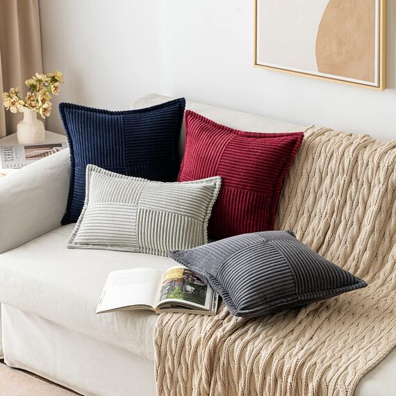 MIULEE 2er Set Kordsamt Kissenbezüge Samtkissen Weich Dekokissen Dekorativ Kissenbezug Modern Kissenhülle Sofakissen Zierkissen Couchkissen für Wohnzimmer Schlafzimmer Dunkelgrau 40x40 cm