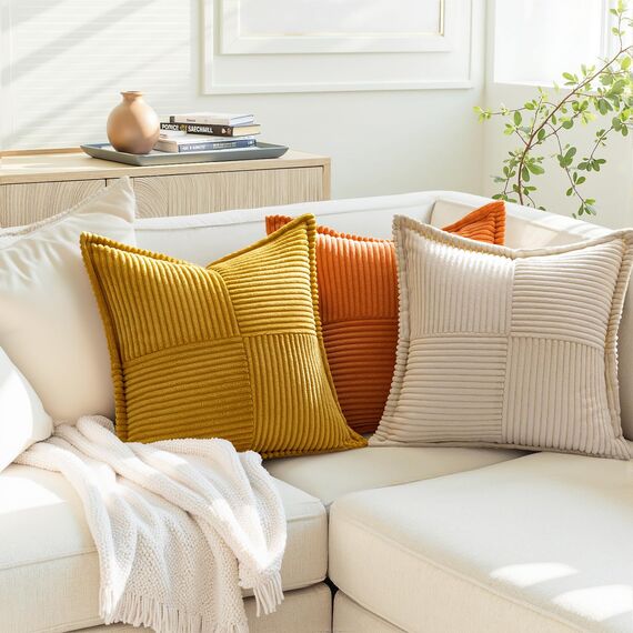 MIULEE 2er Set Kordsamt Kissenbezüge Samtkissen Weich Dekokissen Dekorativ Kissenbezug Modern Kissenhülle Sofakissen Zierkissen Couchkissen für Wohnzimmer Schlafzimmer Creme 40x40 cm