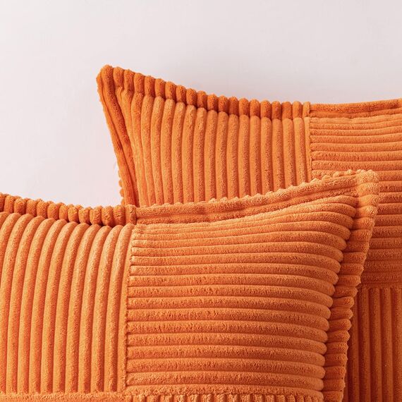 MIULEE 2er Set Kordsamt Kissenbezüge Samtkissen Weich Dekokissen Dekorativ Kissenbezug Modern Kissenhülle Sofakissen Zierkissen Couchkissen für Wohnzimmer Schlafzimmer Orange 40x60 cm