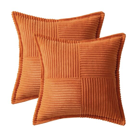 MIULEE 2er Set Kordsamt Kissenbezüge Samtkissen Weich Dekokissen Dekorativ Kissenbezug Modern Kissenhülle Sofakissen Zierkissen Couchkissen für Wohnzimmer Schlafzimmer Orange 50x50 cm