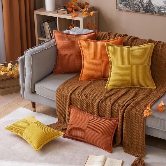 MIULEE 2er Set Kordsamt Kissenbezüge Samtkissen Weich Dekokissen Dekorativ Kissenbezug Modern Kissenhülle Sofakissen Zierkissen Couchkissen für Wohnzimmer Schlafzimmer Kurkuma 30x50 cm