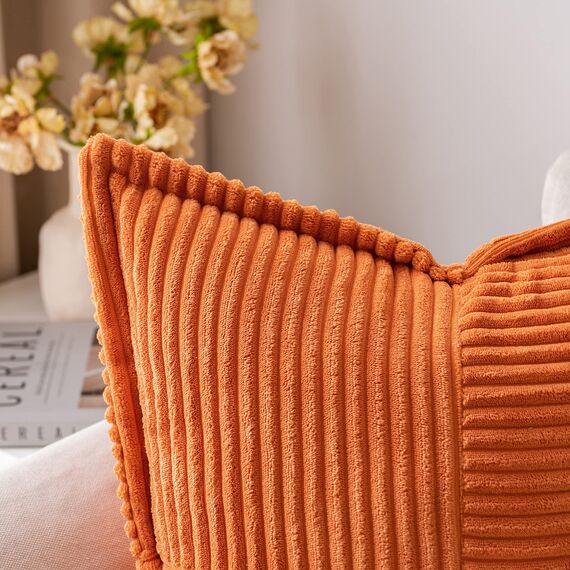 MIULEE 2er Set Kordsamt Kissenbezüge Samtkissen Weich Dekokissen Dekorativ Kissenbezug Modern Kissenhülle Sofakissen Zierkissen Couchkissen für Wohnzimmer Schlafzimmer Orange 45x45 cm
