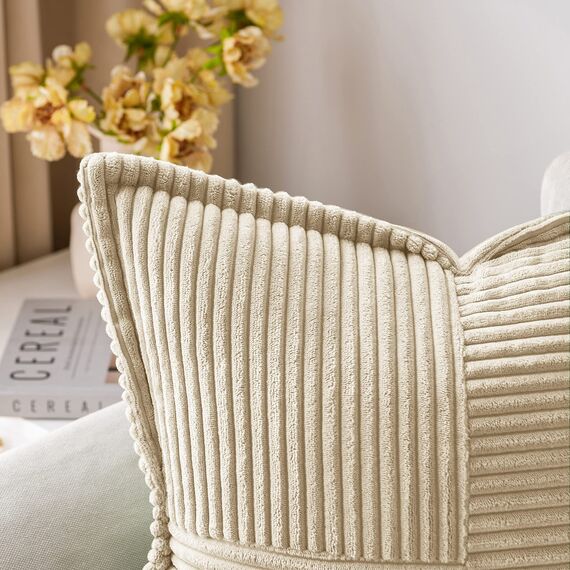 MIULEE 2er Set Kordsamt Kissenbezüge Samtkissen Weich Dekokissen Dekorativ Kissenbezug Modern Kissenhülle Sofakissen Zierkissen Couchkissen für Wohnzimmer Schlafzimmer Beige 40x60 cm