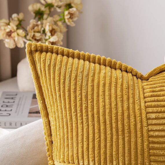 MIULEE 2er Set Kordsamt Kissenbezüge Samtkissen Weich Dekokissen Dekorativ Kissenbezug Modern Kissenhülle Sofakissen Zierkissen Couchkissen für Wohnzimmer Schlafzimmer Kurkuma 40x40 cm